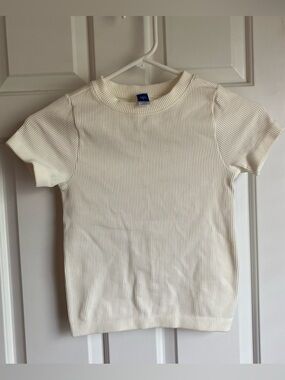 Old Navy Ribbed Crew Tee Off White S